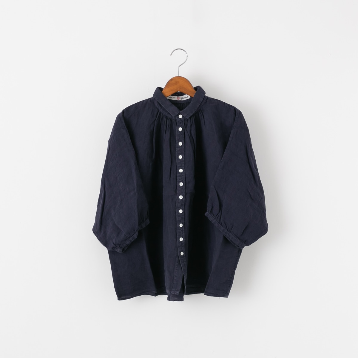 美品✨ブロカント リネン100% キャンバス グランシャツ ドルマンスリーブ　紺 SALE！20%OFF】Brocante ブロカント リネンキャンバス グラン