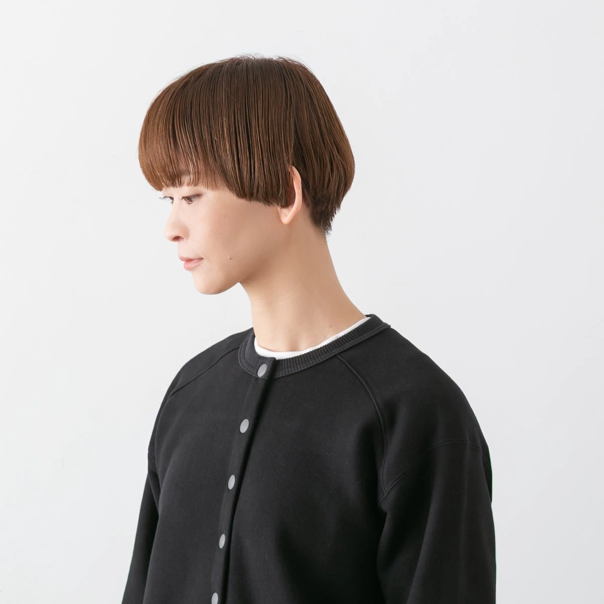 harmonie アルモニ 30/10 裏起毛 裏毛 スナップボタン カーディガン 62590145