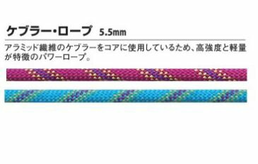 エーデルワイス　アラミドコード　5.5mm レッド（１０ｃｍ単位の切り売り）ケブラーコード（1mにつき23g）強度15kn