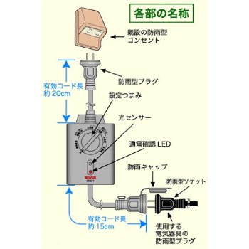 リーベックス 光センサー付タイマーコンセントCDS24