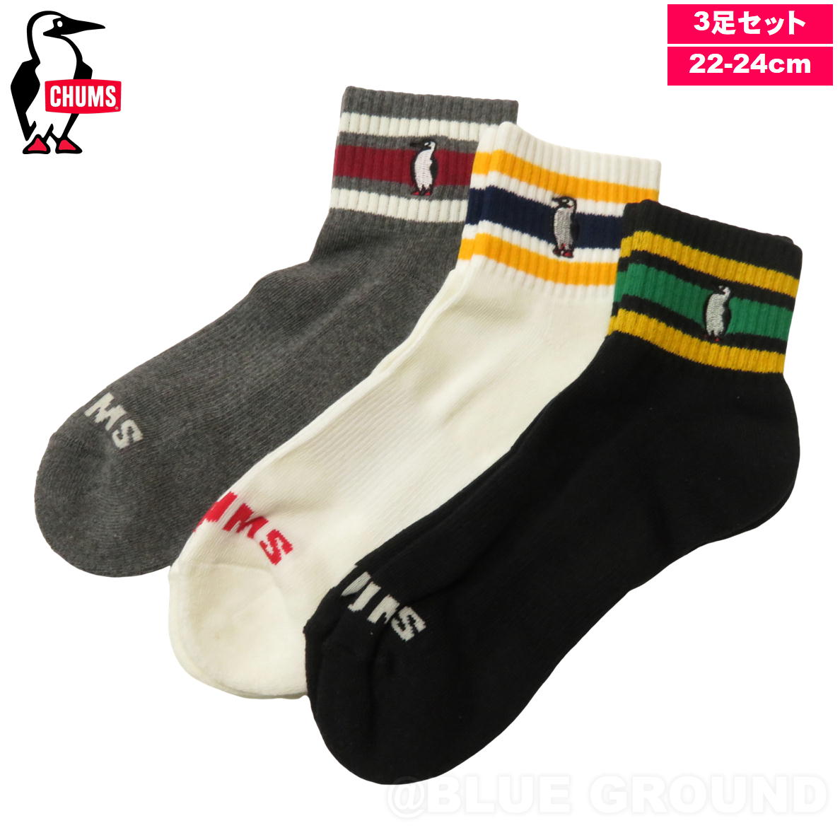 ����ॹ / 3P�ܡ����� ���롼���å��� 22-24cm �� 3­���å� ���� ���ˡ����� ���ݡ��� ���������� �����ȥɥ� CHUMS CH06-1106