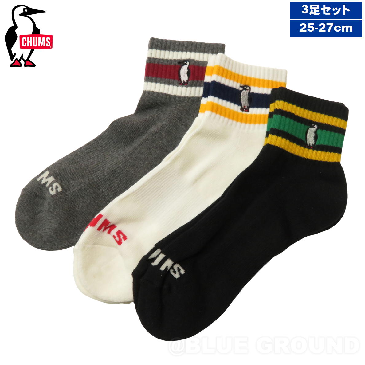 ����ॹ / 3P�ܡ����� ���롼���å��� 25-27cm �� 3­���å� ���� ���ˡ����� ���ݡ��� ���������� �����ȥɥ� CHUMS CH06-1106