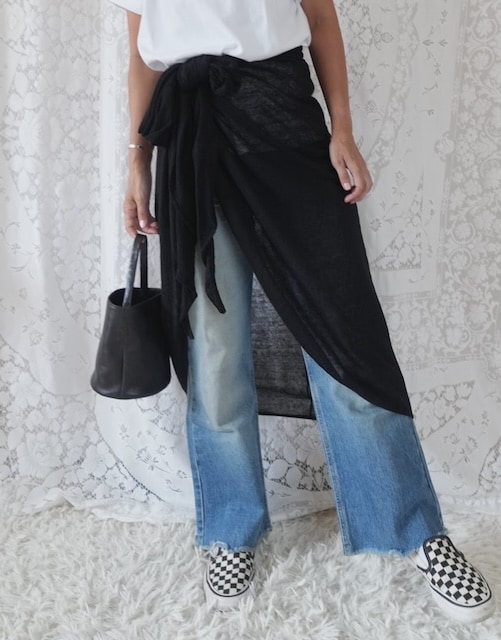 ＜select＞organic linen blend wrap skirt