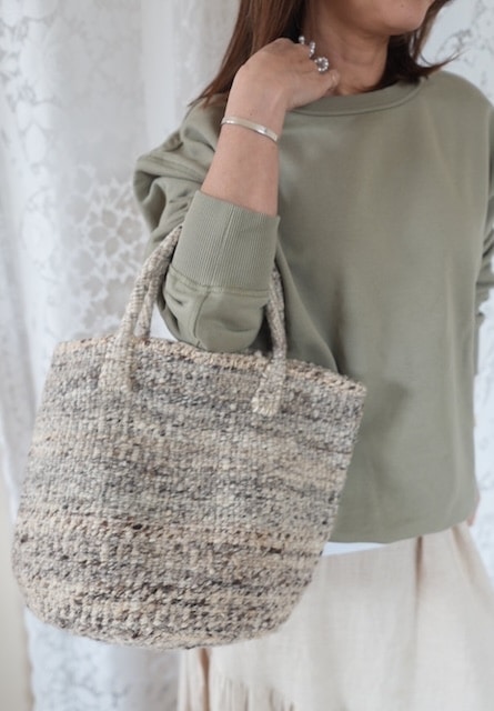 ＜select＞wool knit sisal bag