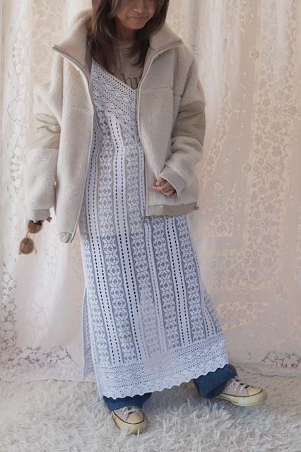 ＜sara mallika＞cotton lace cami dress