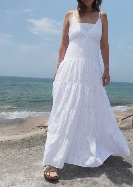 ＜select＞jacquard tierred dress