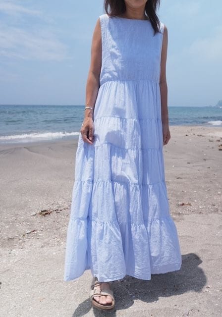 ＜select＞ cotton stripe teared dress