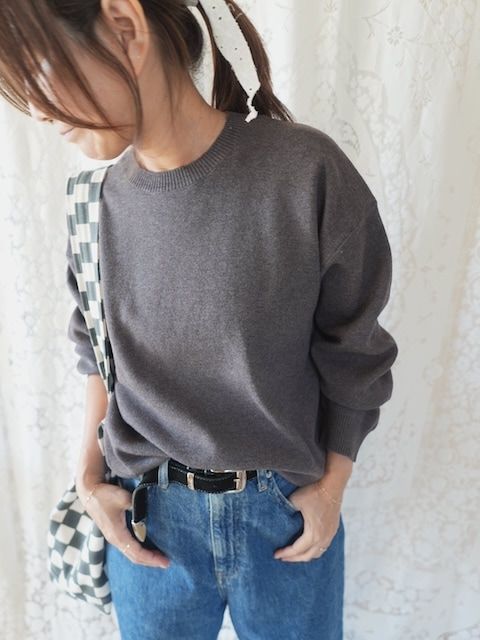＜select＞soft yarn crew top