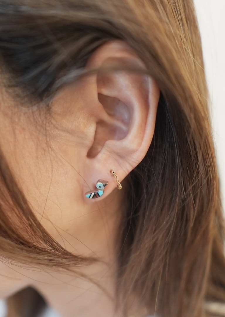 ＜Indian Jewelry＞bird Inlay pierce