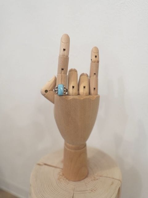 ＜Indian Jewelry＞larimar square silver ring