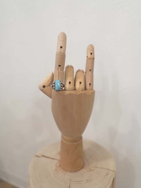 ＜Indian Jewelry＞larimar square silver ring