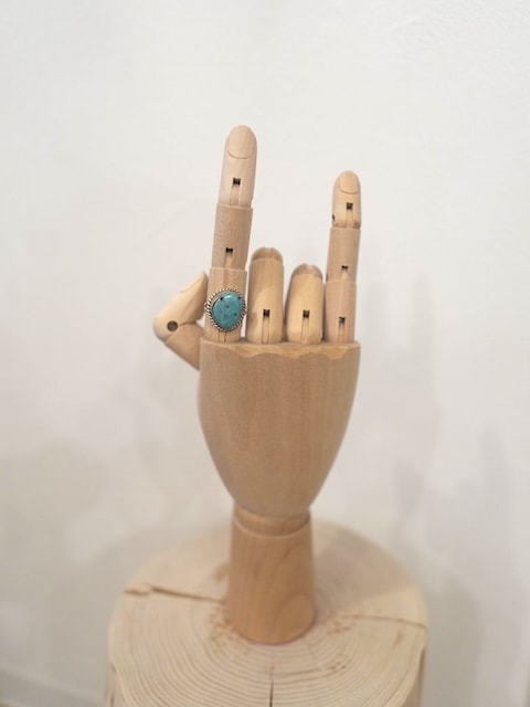 ＜Indian Jewelry＞ asymmetry turquoise silver frame ring