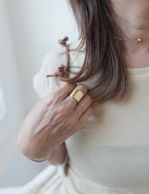 ＜treasured friends＞Simple wide ring brass