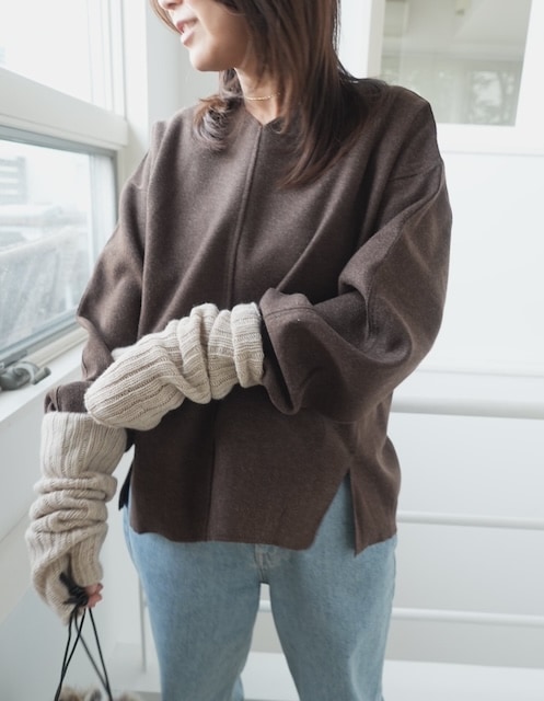 ＜select＞v neck compression knit tops