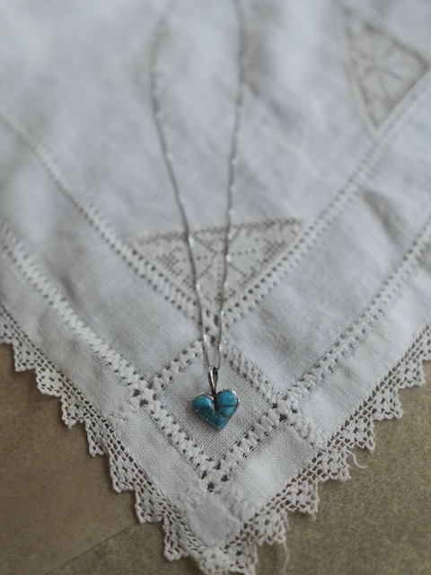 ＜Indian Jewelry＞TurquoiseHeartSilverNecklace
