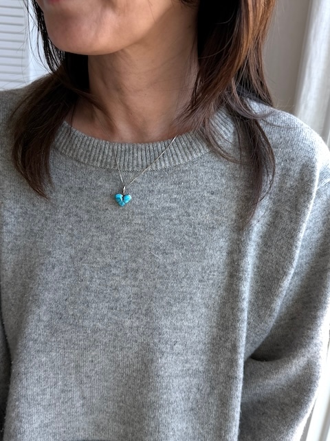 ＜Indian Jewelry＞TurquoiseHeartSilverNecklace