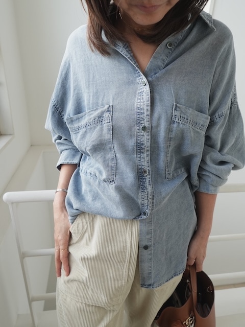 ＜select＞tencel denim over shirt