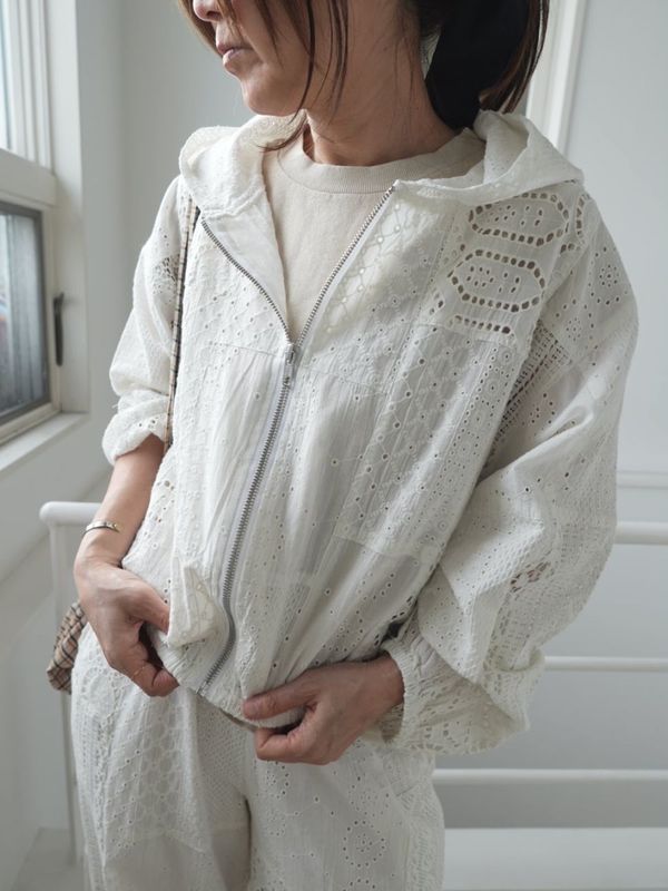 ＜select＞cutwork lace zip jacket