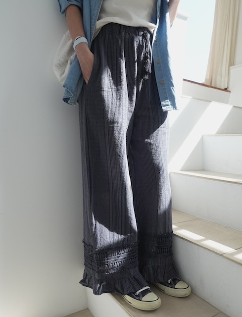 ＜select＞crochet lace easy pants