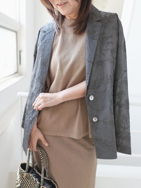 ＜select＞sheer embroidery jacket