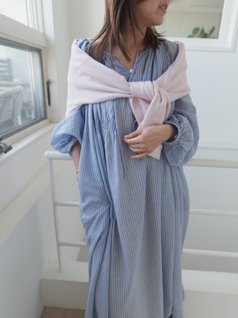 ＜select＞stripe gather dress