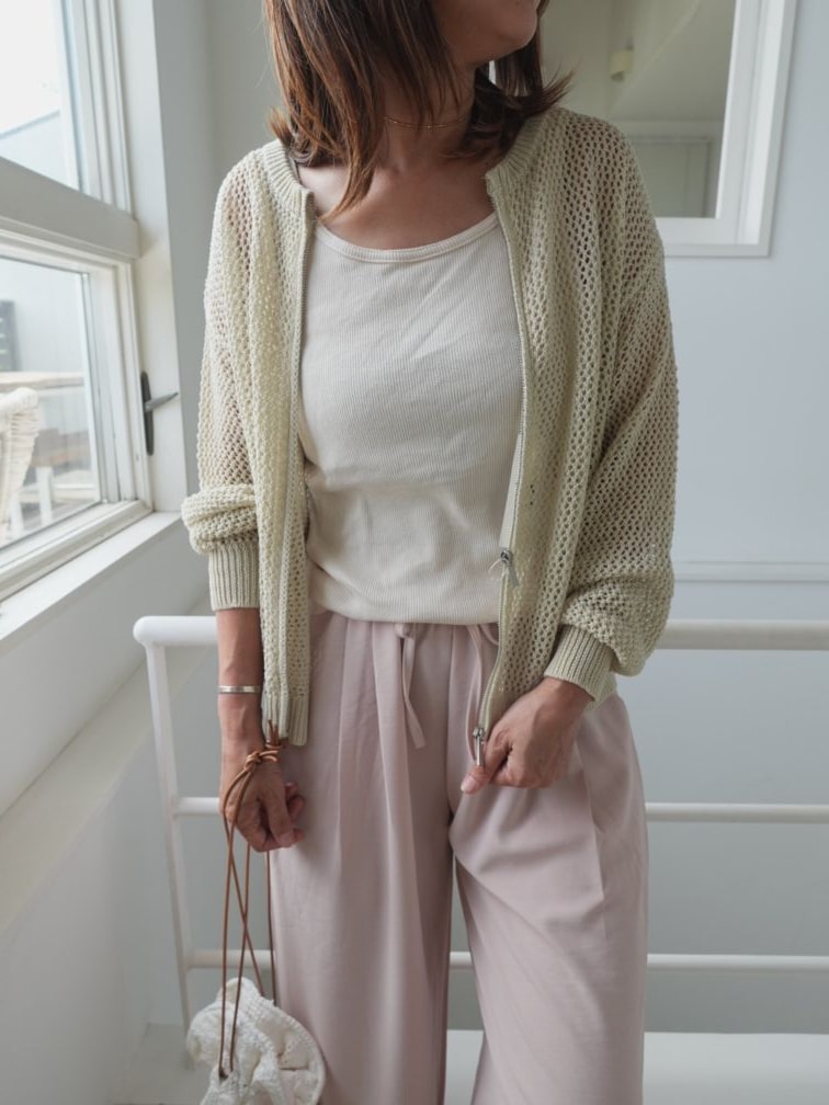 ＜select＞mesh zipup cardigan