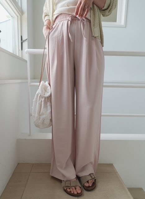 ＜select＞satin like easy pants