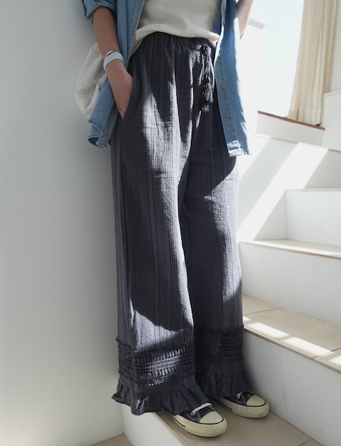 ＜select＞crochet lace easy pants