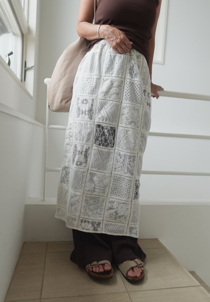 ＜select＞patchwork lace skirt