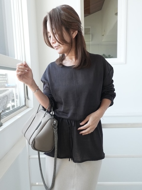 ＜select＞sheer knit tunic tops