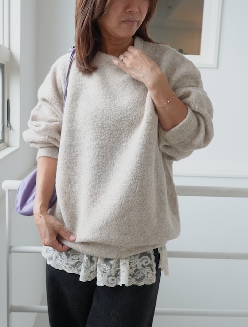 ＜select＞wool boa knit tops with snood