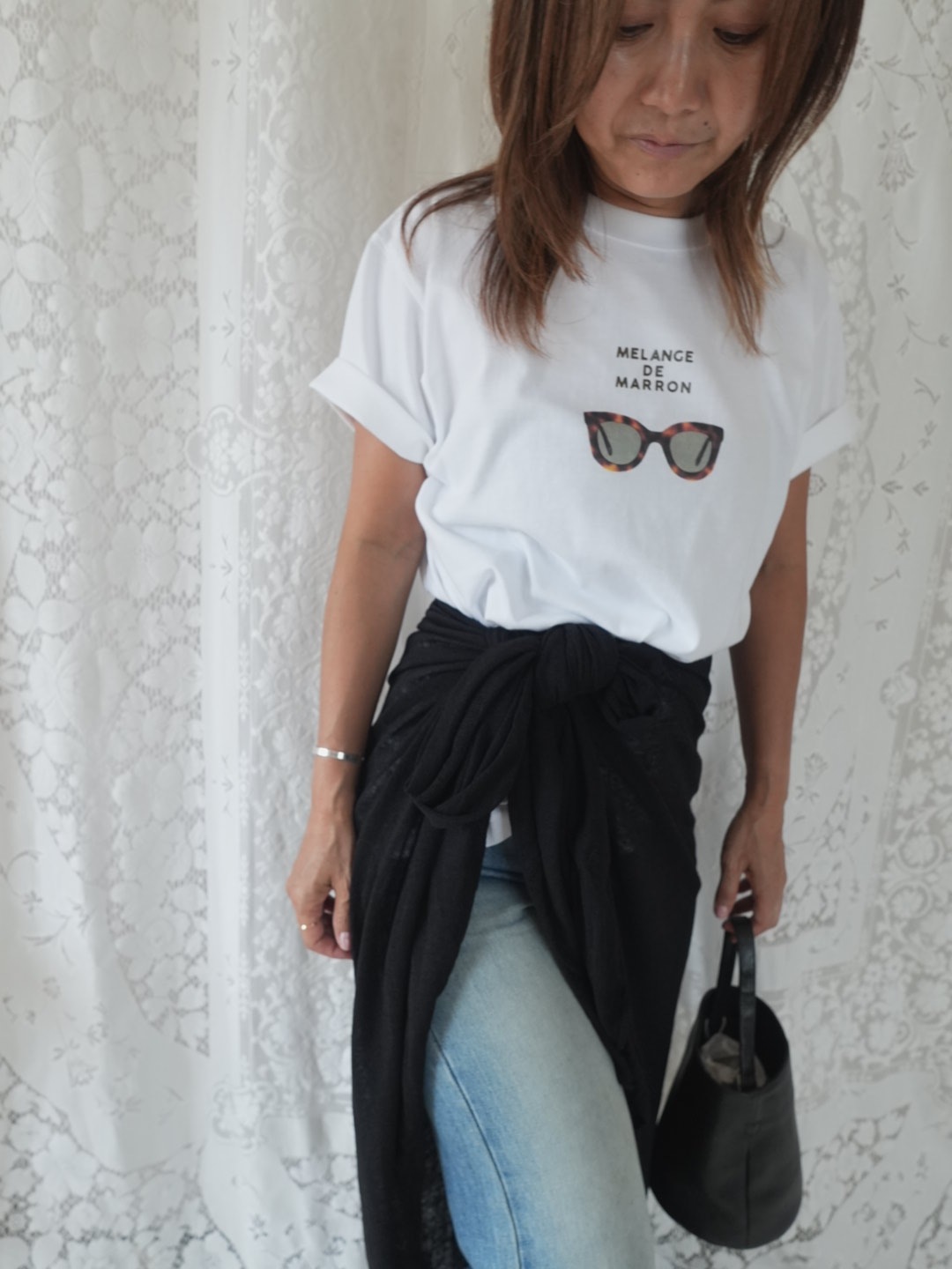 ＜select＞organic linen blend wrap skirt