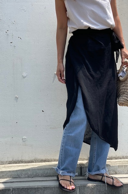 ＜select＞organic linen blend wrap skirt