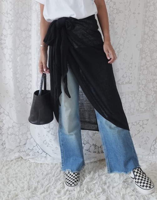 ＜select＞organic linen blend wrap skirt