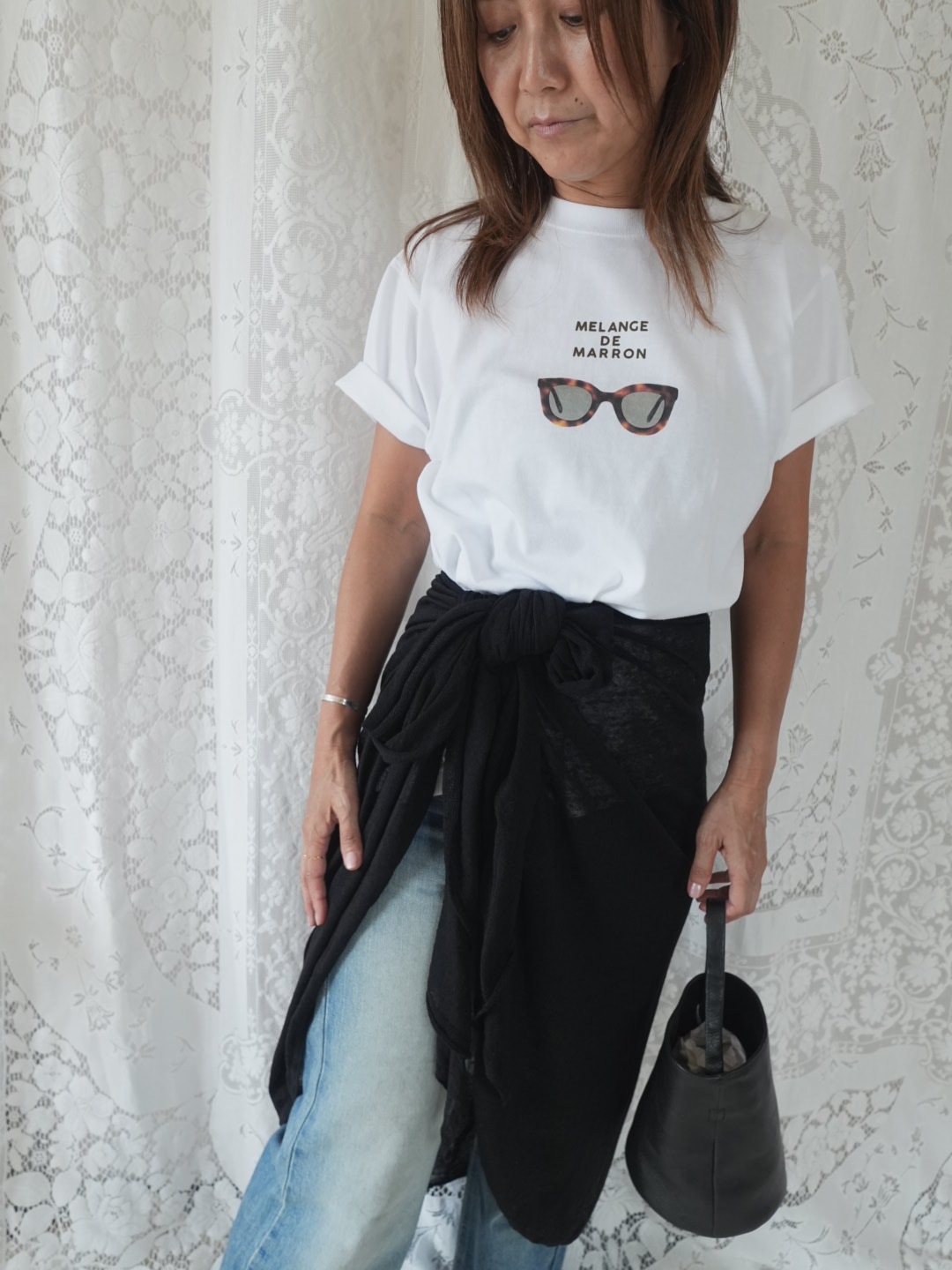 ＜select＞organic linen blend wrap skirt