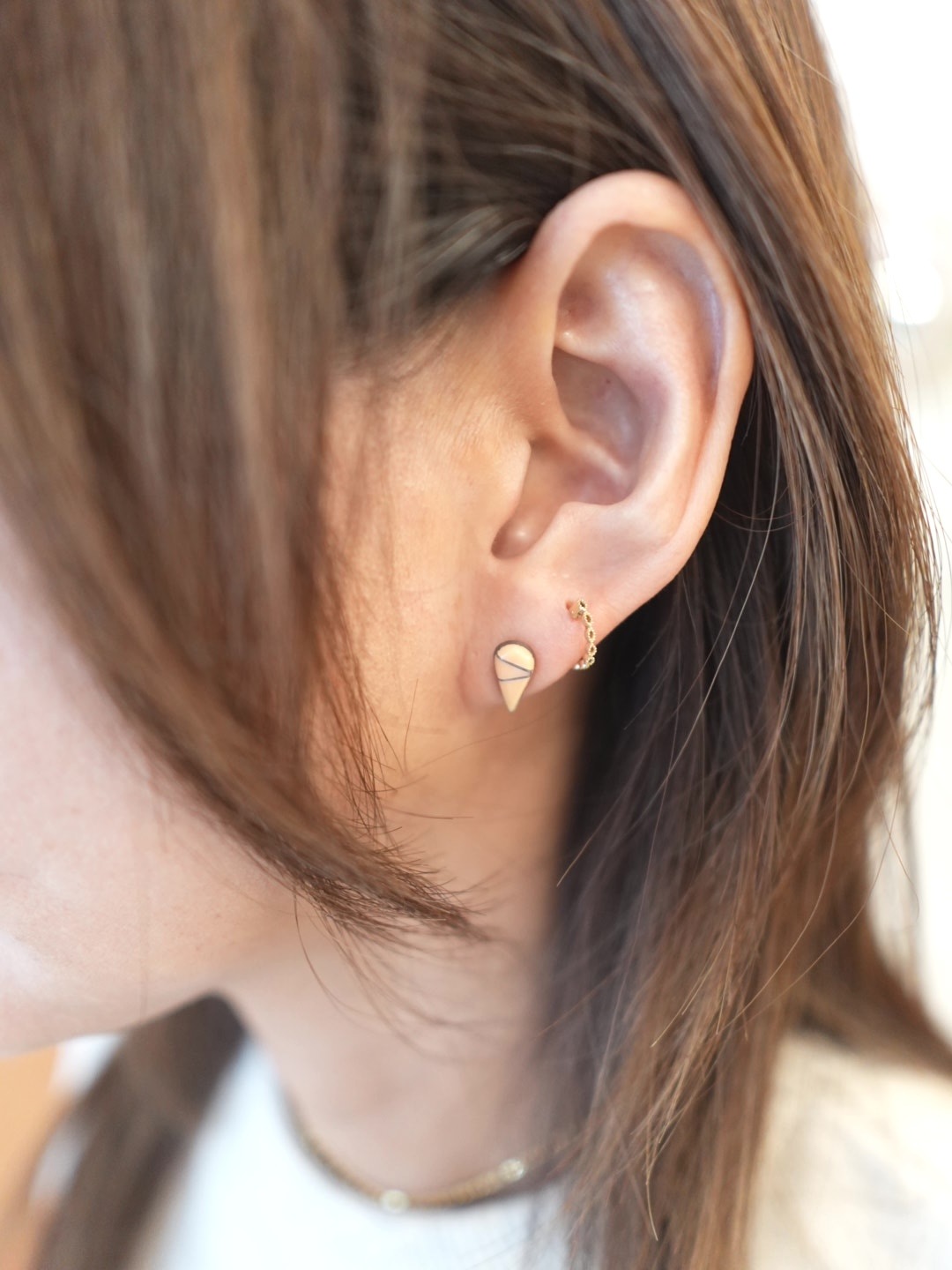 ＜Indian Jewelry＞melon shell Inlay pierce