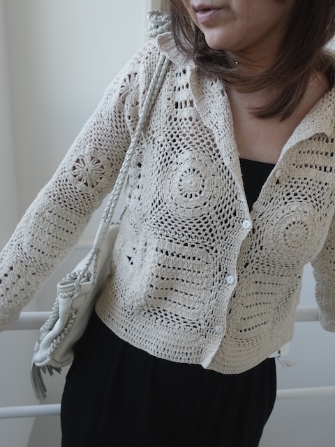 ＜select＞crochet patchwork blouse