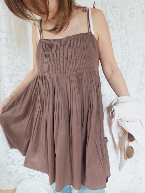 ＜select＞india tuck gather camisole tops