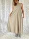＜select＞back zip  cotton linen dress