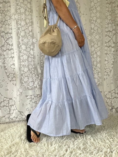 ＜select＞ cotton stripe teared dress