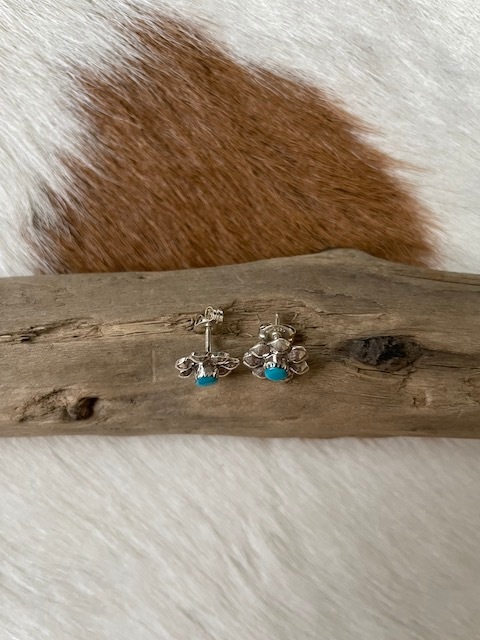 ＜Indian Jewelry＞silver flower turquoise pierce