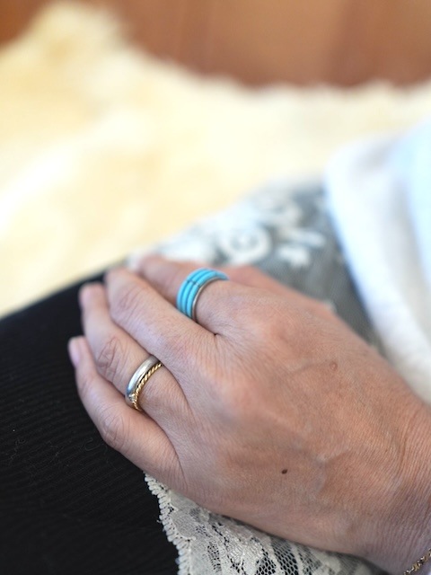 ＜Indian Jewelry＞TripleHalfTurquoiseRing