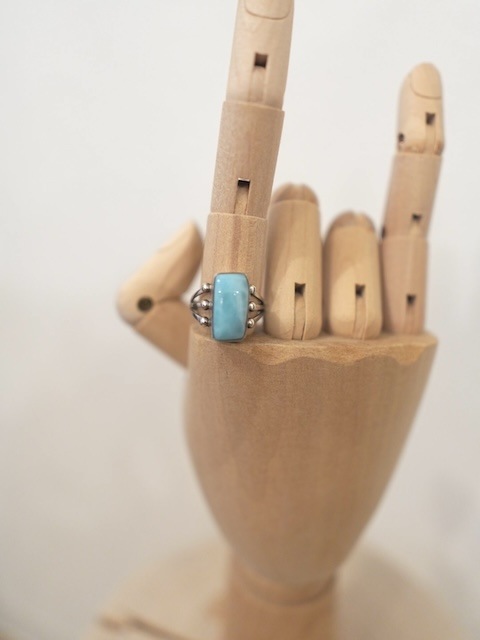 ＜Indian Jewelry＞larimar square silver ring