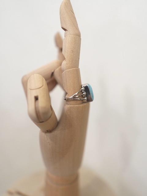 ＜Indian Jewelry＞larimar square silver ring