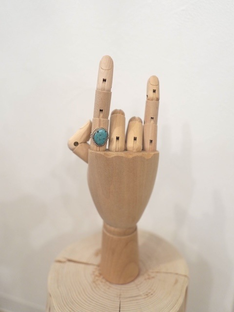 ＜Indian Jewelry＞ asymmetry turquoise silver frame ring