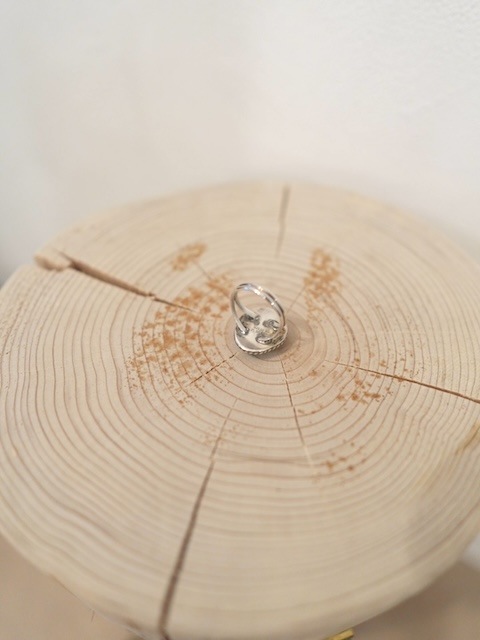 ＜Indian Jewelry＞ asymmetry turquoise silver frame ring