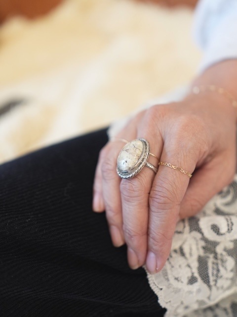 ＜Indian Jewelry＞picture jasper silver frame ring