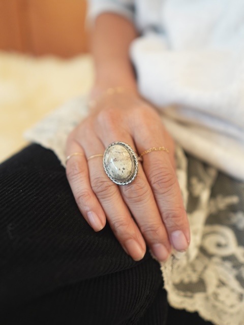 ＜Indian Jewelry＞picture jasper silver frame ring