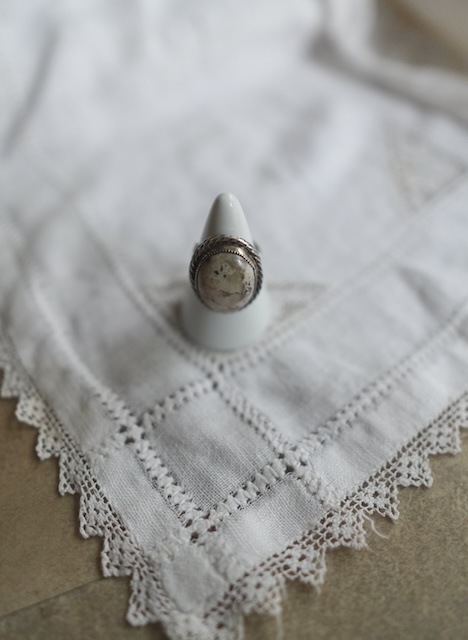 <Indian Jewelry>picture jasper silver frame ring