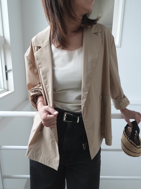 ＜select＞rib tulle tank